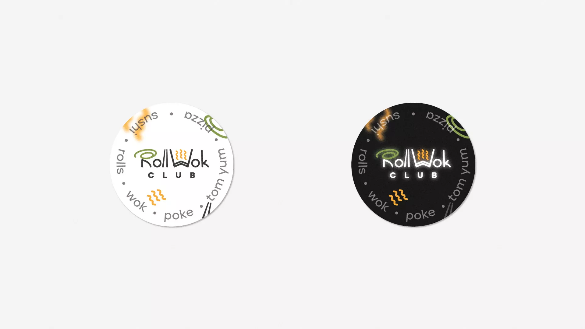 Разработка наклеек для суши-бара «Roll Wok Club» в Кушве
